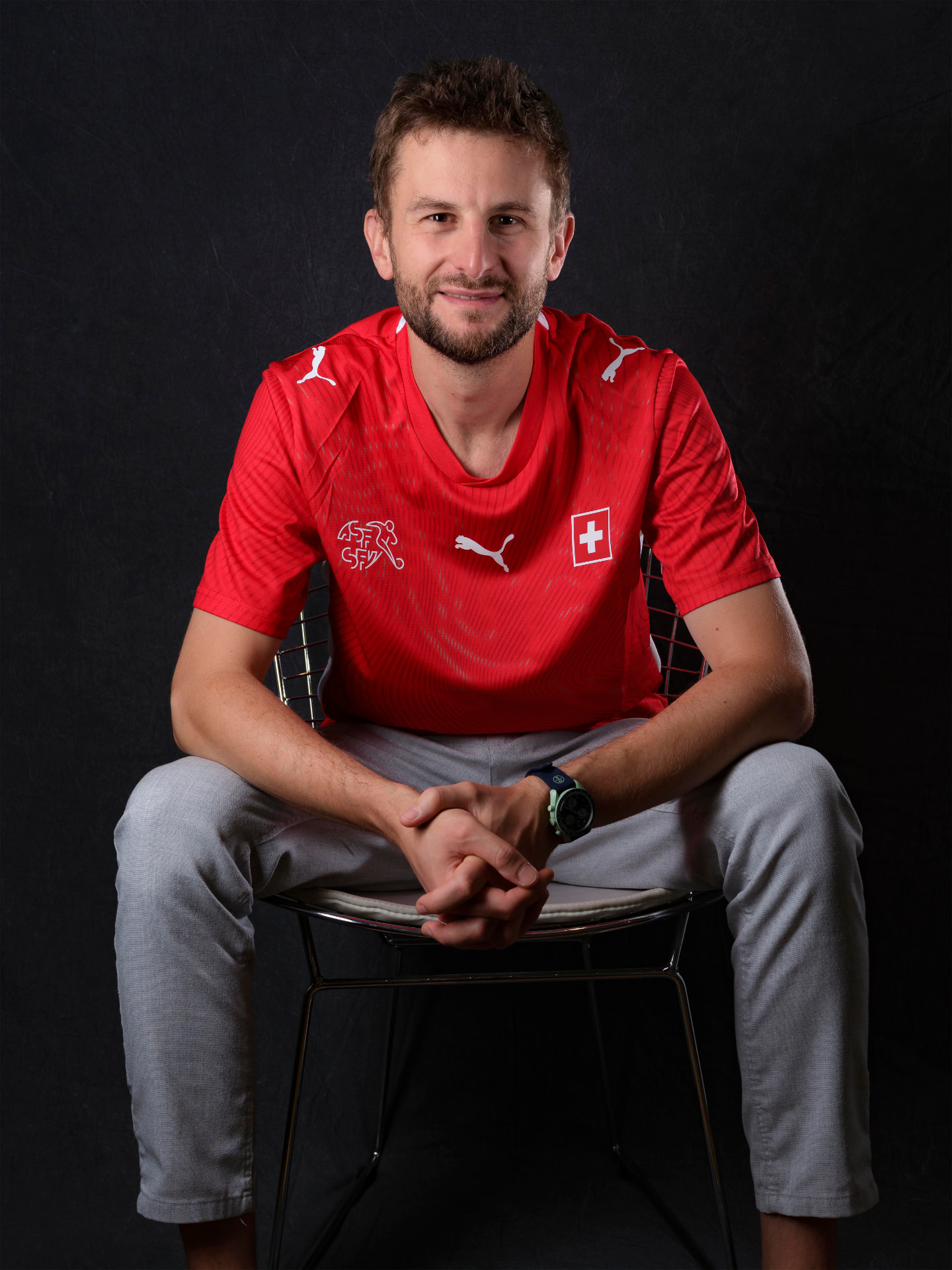 Le Dr Merlini en maillot de l'équipe de Suisse